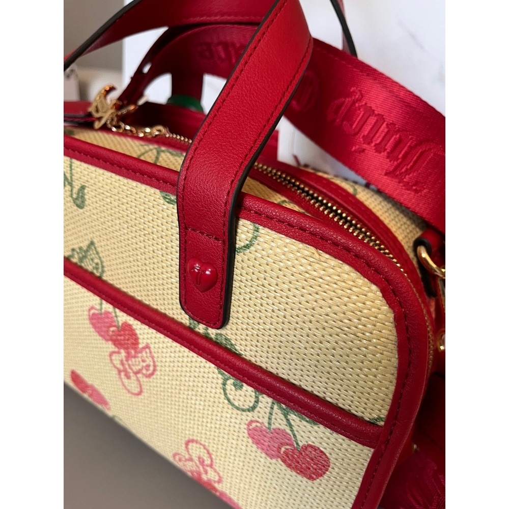 Juicy Couture Paradise Satchel Red Cherry Print Woven Straw Crossbody Bag NWT - Picture 9 of 12